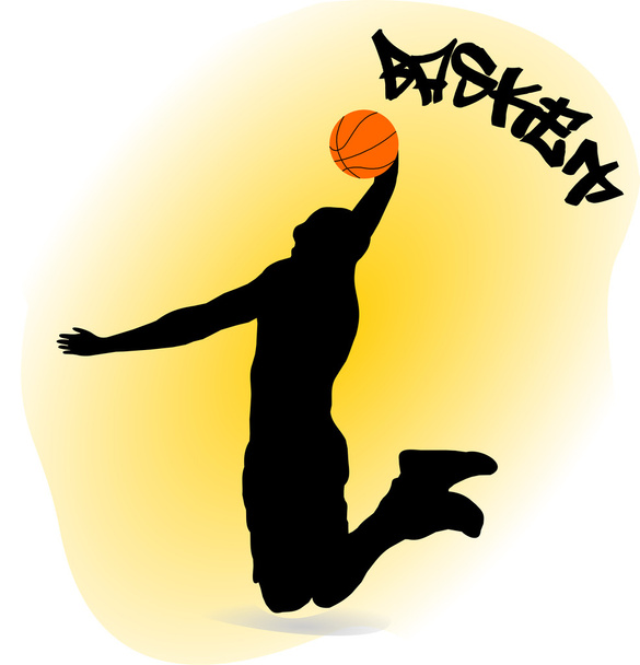 ilustración de un jugador de baloncesto con pelota
 - Vector, Imagen