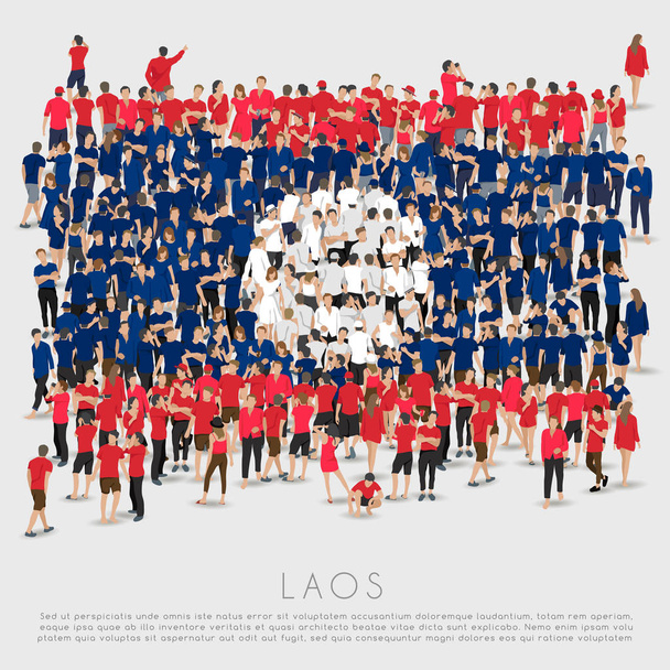 Crowd of people in shape of Laos flag : Vector Illustration - Vector, Image