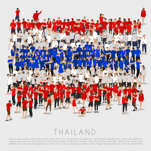 Crowd of people in shape of Thailand flag : Vector Illustration - Vector, Image