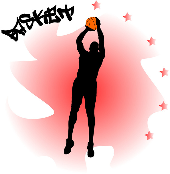 bir basketbol oyuncusu topu ile gösteren resim - Vektör, Görsel