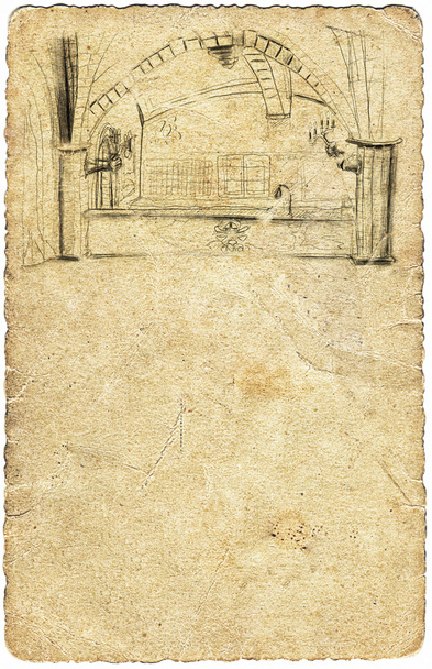 παλιά φωτογραφία χαρτί και μολύβι συρμένων Επιμελητήριο - Φωτογραφία, εικόνα