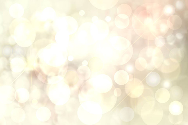 Happy holiday backgrounds. Abstract cute festive light golden yellow bokeh background texture with defocused lights. Christmas lights, blurry lights, glitter sparkle. Beautiful texture. - Zdjęcie, obraz