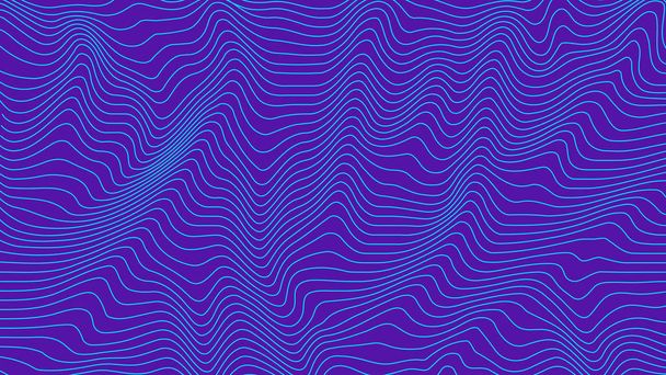 紫・青の曲線の幾何学的なラインでは、カラフルな背景パターン テクスチャを波します。波ストライプ状背景。歪んだ形の抽象的な背景.オップ ・ アート パターン動きの錯覚. - 写真・画像