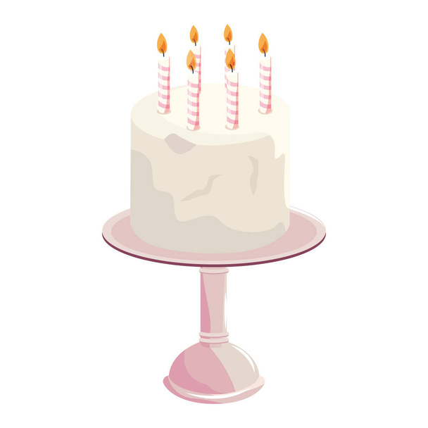 День рождения торт стоять на белом фоне
 - Вектор,изображение
