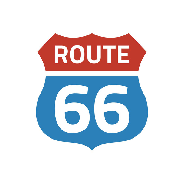 Route 66 jel a fehér háttér előtt. Vektoros illusztráció - Vektor, kép