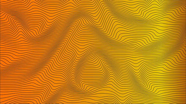 Orange et jaune courbes colorées lignes géométriques ondulent texture motif sur fond coloré. Fond de bande ondulée. Fond abstrait aux formes déformées. Illusion de mouvement, motif op art
. - Photo, image