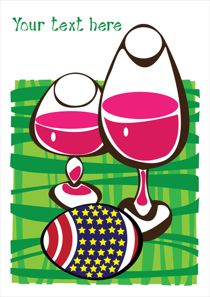 Πασχαλινή κάρτα με αυγά και ποτήρια - Διάνυσμα, εικόνα