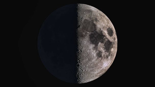 die Schönheit des Universums: wunderbarer superdetaillierter Mond im ersten Quartal - Elemente dieses Bildes, das vom wissenschaftlichen Visualisierungsstudio der nasa geliefert wurde - Foto, Bild