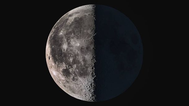 Красота Вселенной: Чудесная супер детализированная третья четверть Луны - Элементы этого изображения предоставлены Научной Студией Визуализации НАСА
 - Фото, изображение