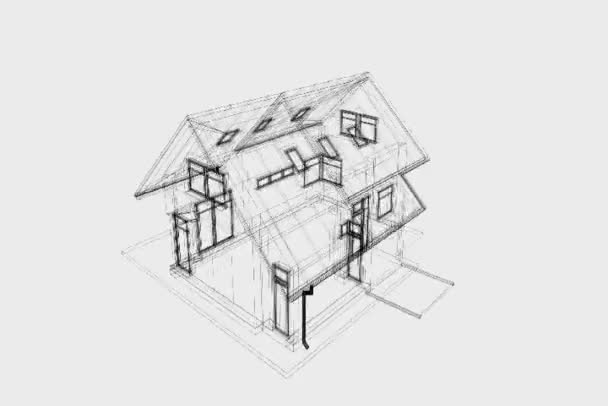 Sketch and rendering of modern house - Footage, Video