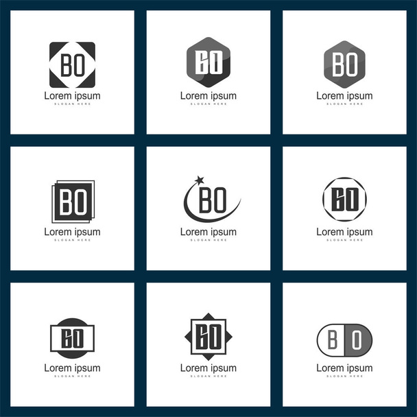 Set van brief logo. Eerste Bo Logo Vector sjabloonontwerp - Vector, afbeelding