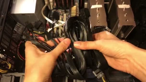 számítógép kábel a kezében - Felvétel, videó