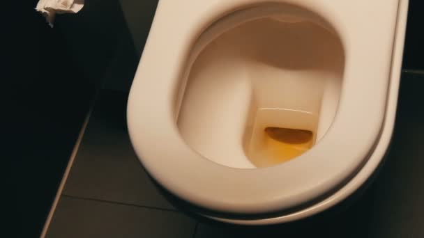Βρώμικη τουαλέτα κεραμικό μπολ σε μια δημόσια τουαλέτα. - Πλάνα, βίντεο