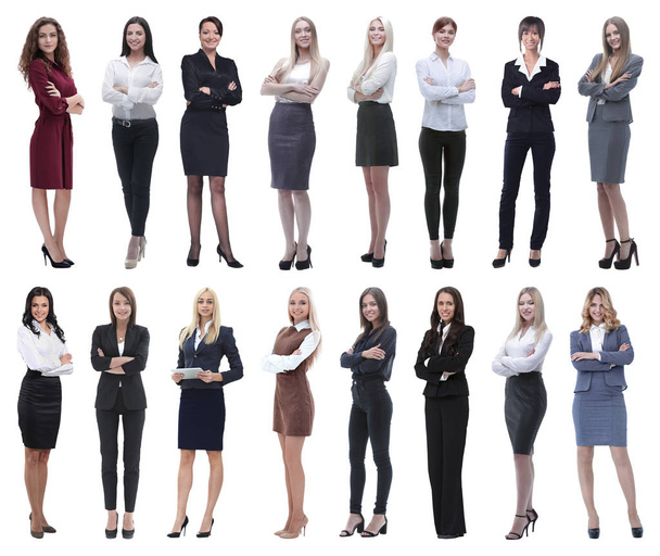 teljes növekedésben.kollázs egy csoport sikeres fiatal üzleti nők. - Fotó, kép