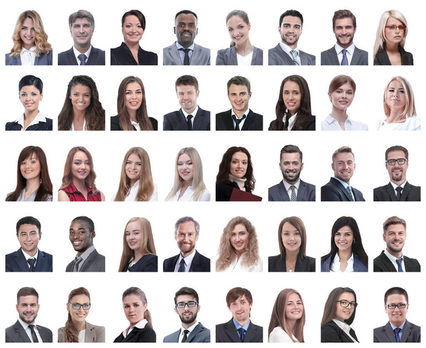collage de portraits d'employés à succès isolés sur blanc - Photo, image