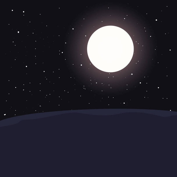 gece ay yıldız koyu manzara vektör çizim vektör çizim - Vektör, Görsel