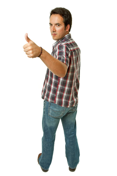 Young casual man thumbs up - Photo, image