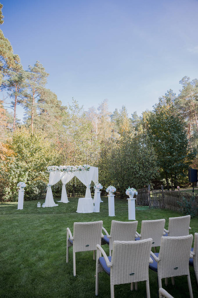 arch for the wedding ceremony in fall in the park - Photo, Image
