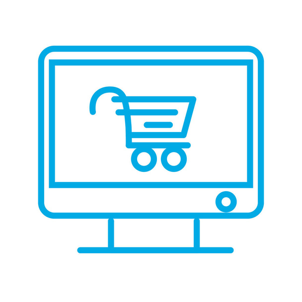 computer shopping cart online market - Vector, Image