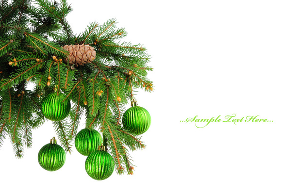 Pine branches and Сhristmas ornaments - Фото, зображення