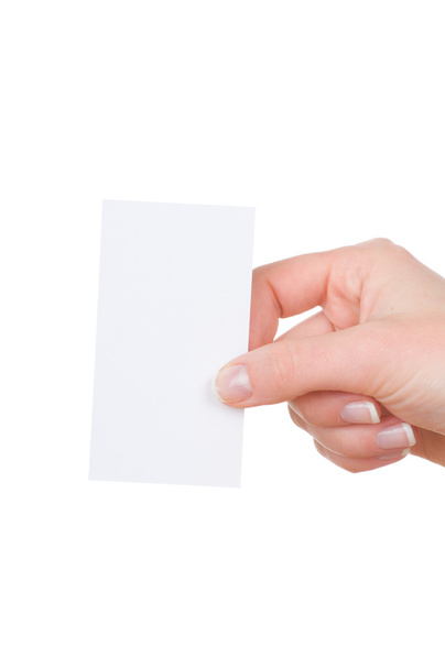 Mão e um cartão isolado em branco
 - Foto, Imagem