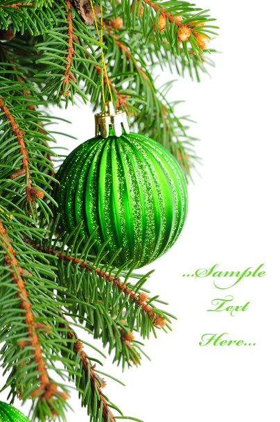 Pine branches and Сhristmas ornaments - Фото, зображення