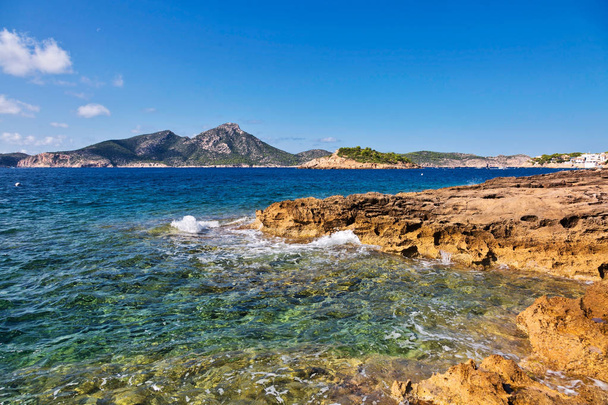 Beautiful bay beach turquoise sea water.Mallorca island, Spain Mediterranean Sea, Balearic Islands. - Photo, image