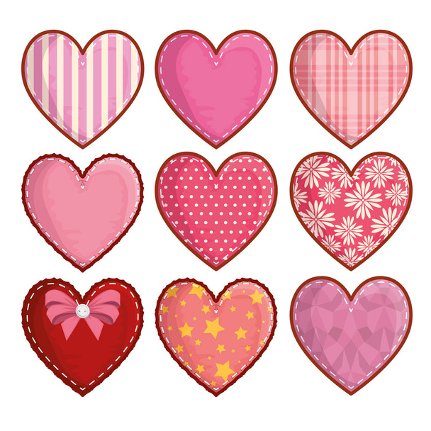 establecer corazones decoración y símbolo del romance
 - Vector, imagen