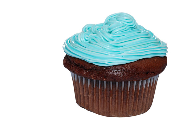 Isolated Chocolate cupcake with blue fro - Фото, зображення