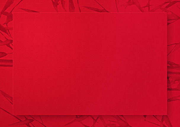 Il Capodanno cinese stile rosso carta strutturata con il bordo della pianta di bambù pennello
 - Foto, immagini