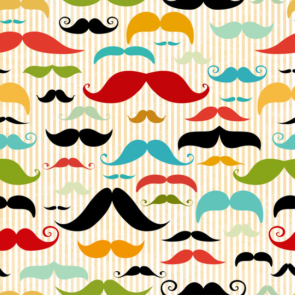 Mustache seamless pattern in vintage style - Vektor, obrázek