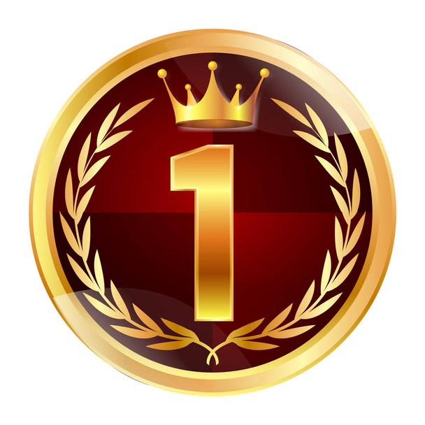 Crown medal Laurel icon - Vector, Image