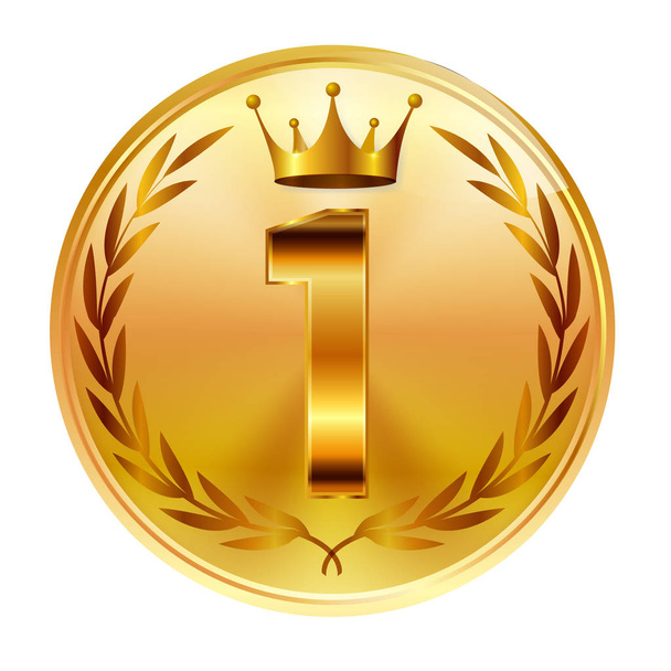 Crown medal Laurel icon - Vector, Image
