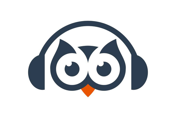 abstract owl music headphone logo icon - Vector, Image