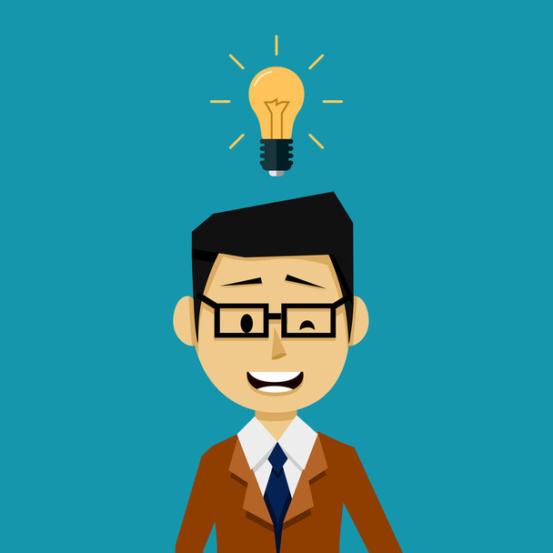Businessman with an Idea Light Bulb - Vector, Image