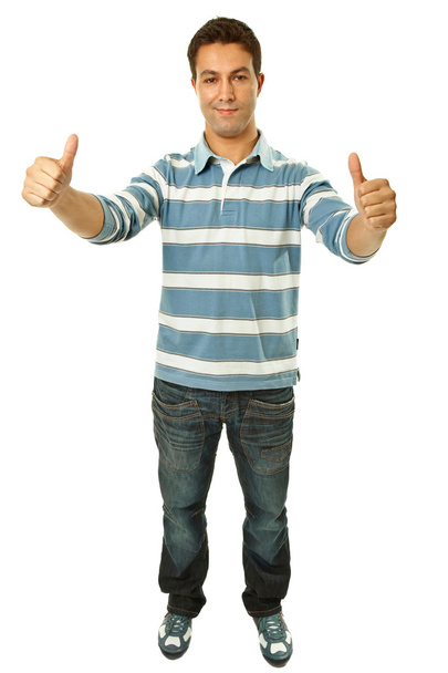 Young casual man going thumbs up - Photo, image