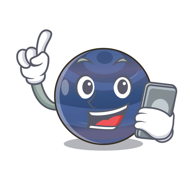 With phone planet neptune in the shape character vector illustration - Vettoriali, immagini