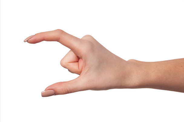 θηλυκό χεριών φθάνει για κάτι σε λευκό - Φωτογραφία, εικόνα