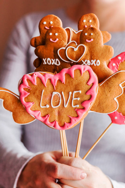 cookies for Valentine's day, close eup - 写真・画像