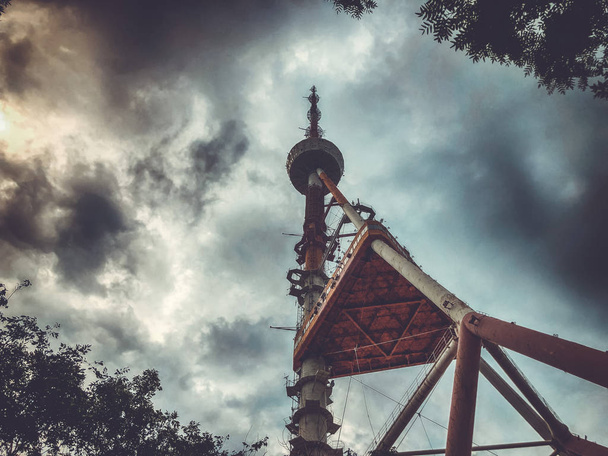 TV tower on the sky background in Mtatsminda Park on the funicular - Φωτογραφία, εικόνα