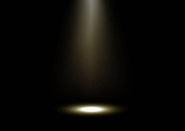 Αφηρημένο, χρυσό φως ακτίνες με πάτωμα στάδιο σε μαύρο φόντο εικονογράφηση διάνυσμα - Διάνυσμα, εικόνα
