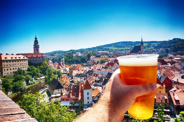 Cestky krumlov Stadt als schöne Aussicht vom Burgturm  - Foto, Bild