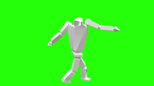 Moderne robot dansend hiphop. De robot beweegt heel natuurlijk op een groene achtergrond. - Video