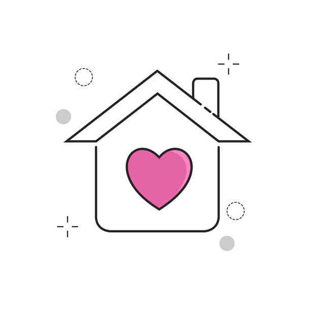 Icônes de mariage Maison Amour avec contour Style rempli
 - Vecteur, image