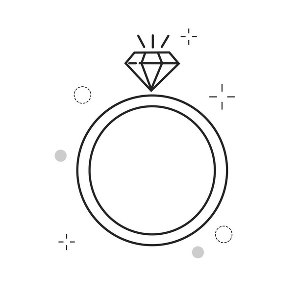 Wedding Icons Ring Love with Outline Filled Style - Vector, Image