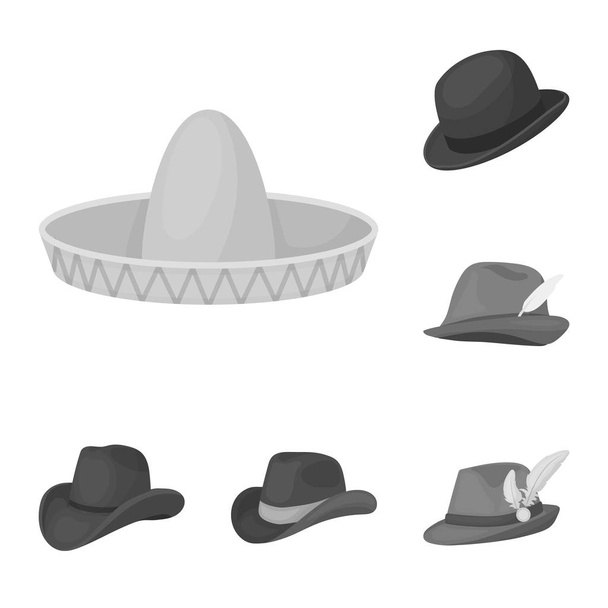 Vector design of hat and cap icon. Collection of hat and model vector icon for stock. - Vetor, Imagem