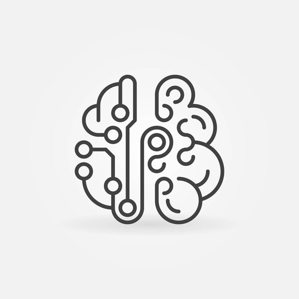 Cyberbrain concept line icon. Vector Smart Brain symbol  - Vector, Imagen