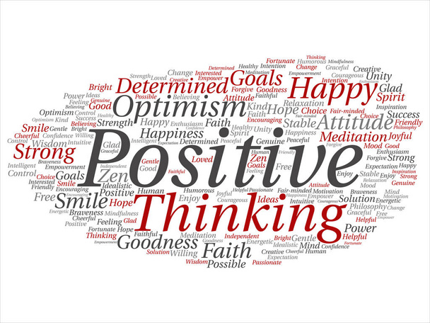 Concept, conceptual positive thinking, happy strong attitude abstract word cloud isolated on white background. - Photo, Image