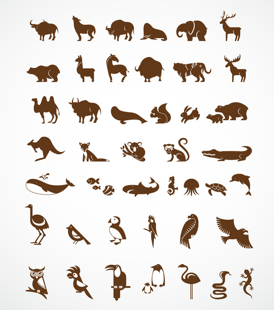 vector collectie van dierlijke pictogrammen - Vector, afbeelding