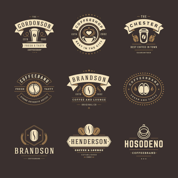 Coffee shop logos design templates set vector illustration. - Vetor, Imagem